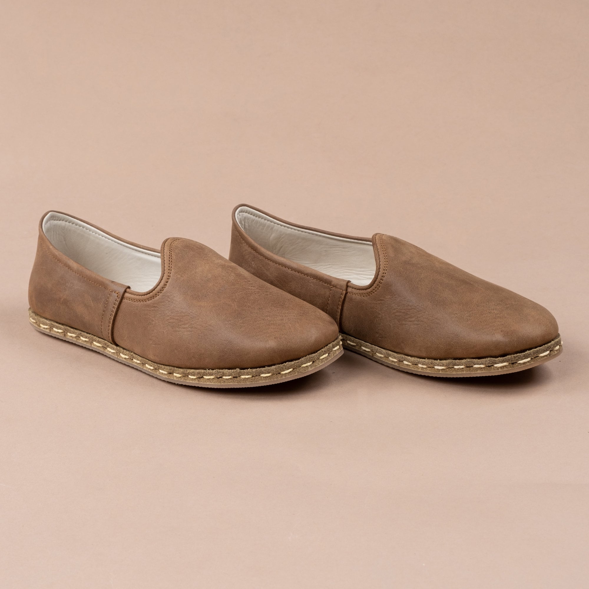 Womens Zaragoza Brown Leather Handmade Slip On, Turkish  display picture 1