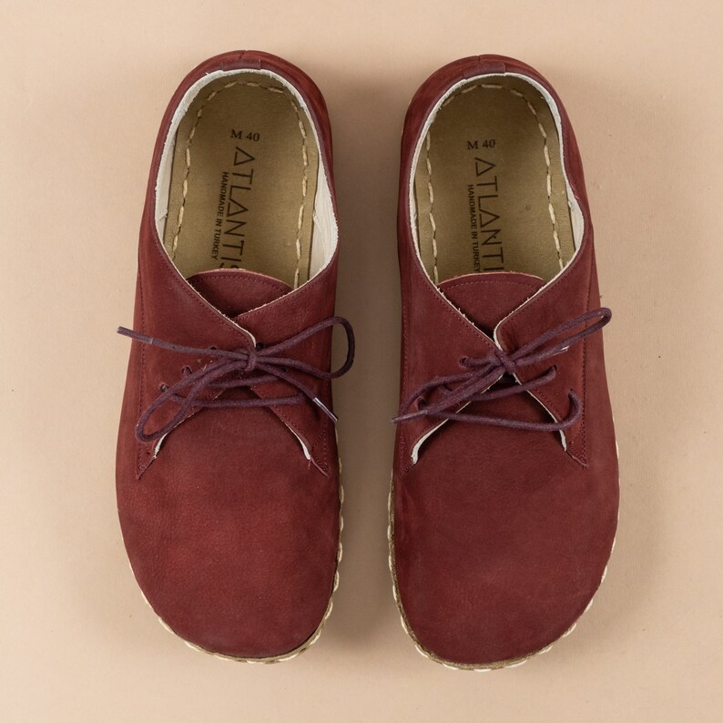 Womens Oxford Shoes, Barefoot Burgundy Shoes, Zero Drop Shoes, Womens Moccasins, Turkish Shoes, Wide Toe Box Slip-Ons, All Natural Loafers image 4