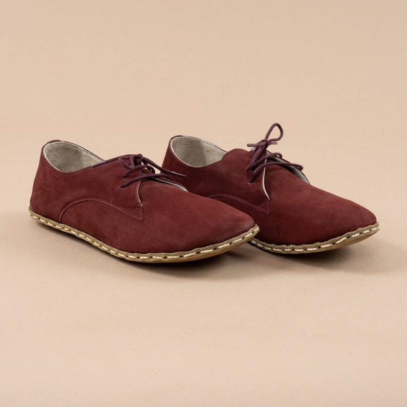 Womens Oxford Shoes, Barefoot Burgundy Shoes, Zero Drop Shoes, Womens Moccasins, Turkish Shoes, Wide Toe Box Slip-Ons, All Natural Loafers image 5