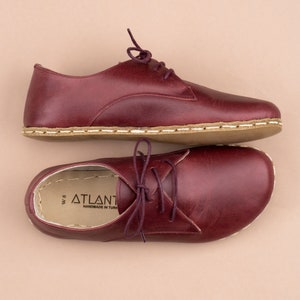 Womens Red Oxford Shoes, Barefoot Minimalist Shoes, Handmade Leather Turkish Shoes, Wide Toe Box Flat Shoes, Zero Drop Soles