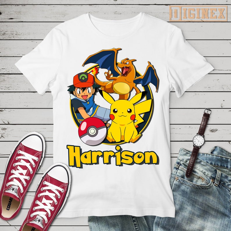 NEW Detective Pikachu Personalized Birthday Party Favor Gift T-Shirt