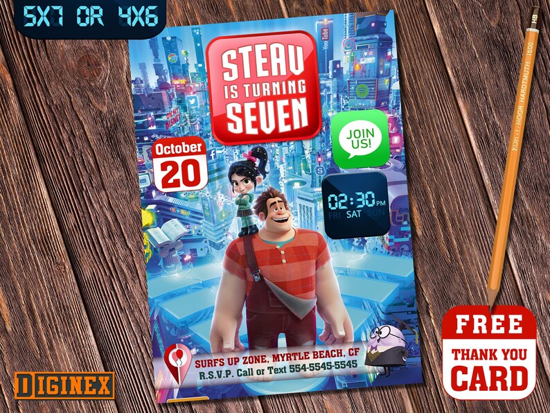 Ralph Breaks The Internet Invitation Ralph 2 Invite Wreck It Etsy