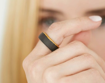 Black Porcelain Ring. Minimalist Porcelain Ring. Unisex Ring. Jewelry For husband. Black Matte Ring. Black Couples Ring. Porcelain Band