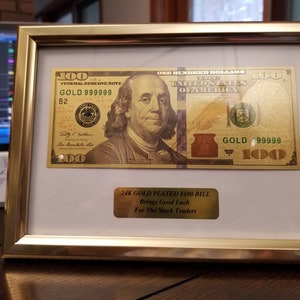 Good Luck Gift for the Stock Traders - Golden 100 Dollars Bill ATTRACTS MONEY
