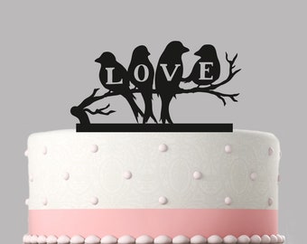 LOVE BIRDS Wedding cake topper acrylic mr &mrs, wedding cake decorationtopper choice of colours available 30