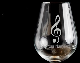 Treble clef note de musique vin personnalisé Verre - cadeau de mariage Verre gravé à la main, cadeau idéal d’haltérophilie, idéal pour le vin rouge, blanc 38