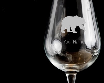 Bear  Personalised Wine Glass Red Wine, White Wine- Hand Etched Personalised gift bartender.98