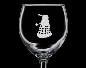 Doctor Who Dalek Personalised Gin Glass large Balloon gin glass- Hand Etched Personalised gift bartender.17