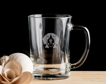Beagle Dog Personalised Beer Mug Beer Glass Pint Glass, Beer tankard Hand Etched Personalised gift bartender.189