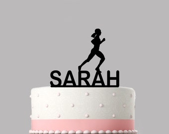 Birthday cake topper Female Runner Personalised acrylic cake topper, Various colours and sizes. High quality item, keepsake. 265