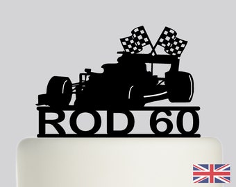 Formula One Car Birthday cake topper Personalised acrylic cake topper, Various colours and sizes. High quality item, keepsake. 926