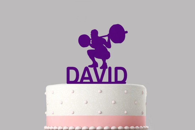 keepsake Various colours and sizes High quality item Birthday cake topper Weightlifter Personalised acrylic cake topper 267