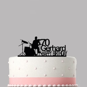 Drummer Drum Kit Personalised cake topper acrylic, NAME Happy Birthday cake decoration topper choice of colours available .281