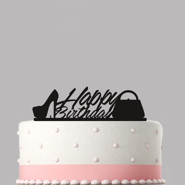 Birthday cake topper Shoes and Handbag acrylic cake topper, Various colours and sizes. High quality item, keepsake. Not card-stock. 05