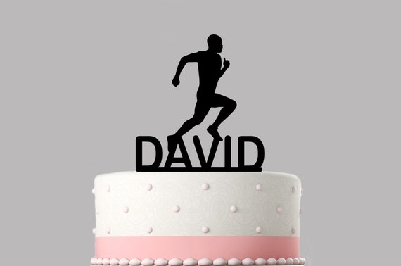 Male Coureur Jogger Personnalise Gateau Topper Acrylique Nom Etsy