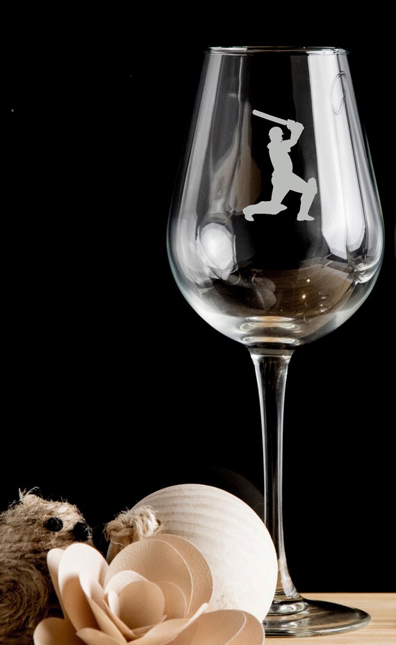 Cricket Cricketer Personalised Wine Glass Red Wine White Wine Hand Etched Personalised Gift Bartender.49 Etsy Canada