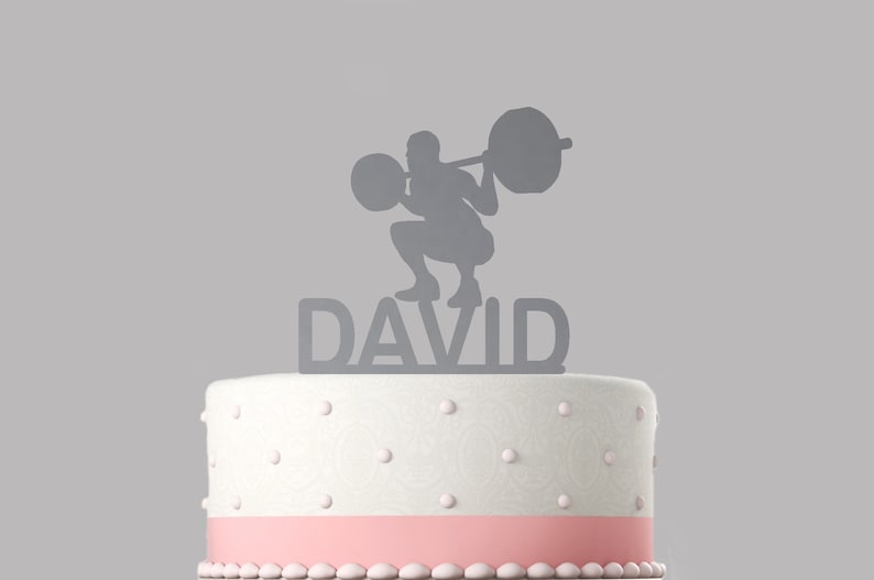 keepsake Various colours and sizes High quality item Birthday cake topper Weightlifter Personalised acrylic cake topper 267