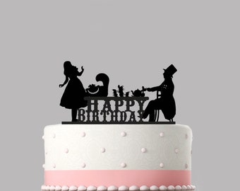 Alice au pays des merveilles Gâteau d’anniversaire topper acrylique,Joyeux anniversaire gâteau décoration topper choix de couleurs disponibles .187