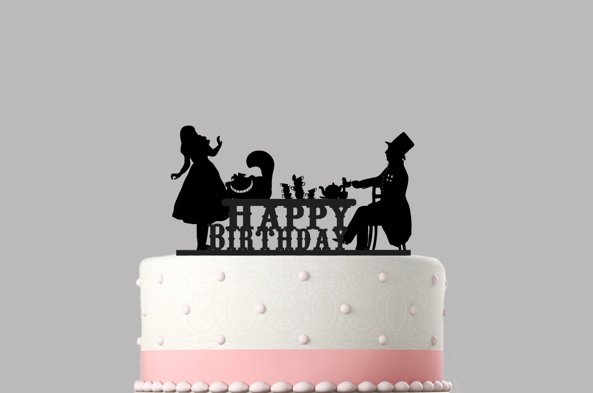 Alice In Wonderland Birthday Cake Topper Acrylichappy Etsy 日本