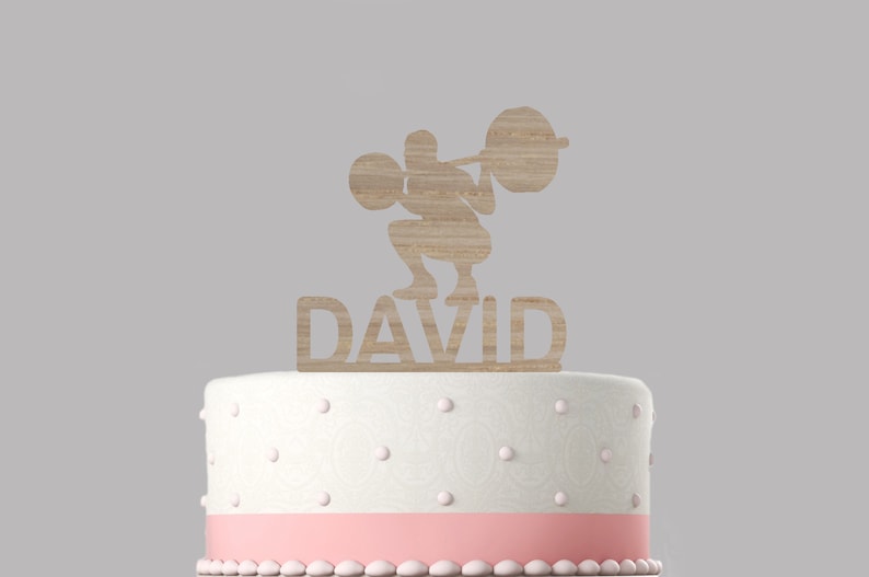 keepsake Various colours and sizes High quality item Birthday cake topper Weightlifter Personalised acrylic cake topper 267