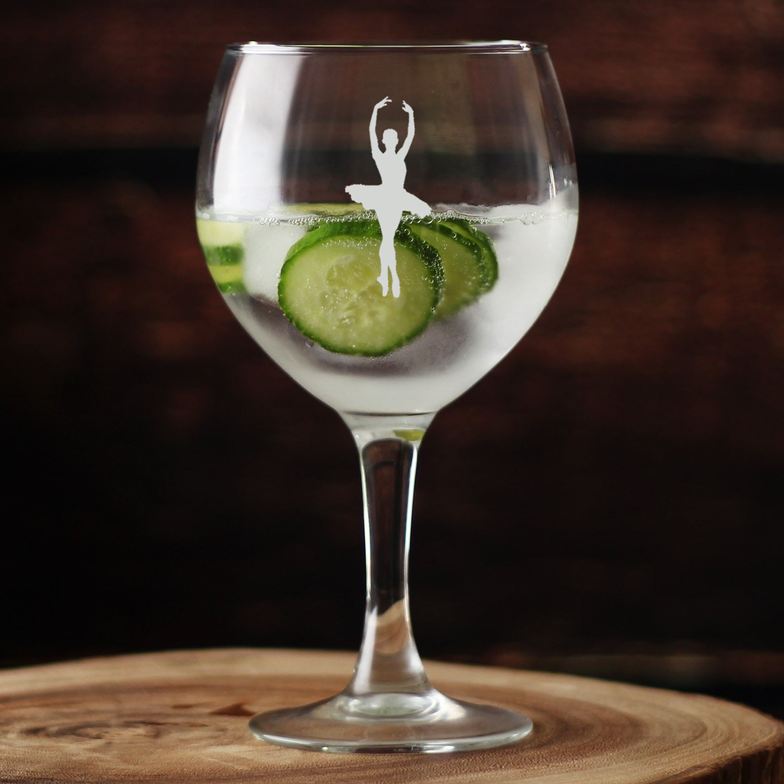 ballet dancer ballerina gin glass balloon gin glass- gift for him, gift for her - hand etched glass.04