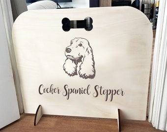 Cocker Spaniel  Dog Stopper - Personalised  Stair Gate, Pet stair gate ,Puppy  gate  over 60 breeds available!