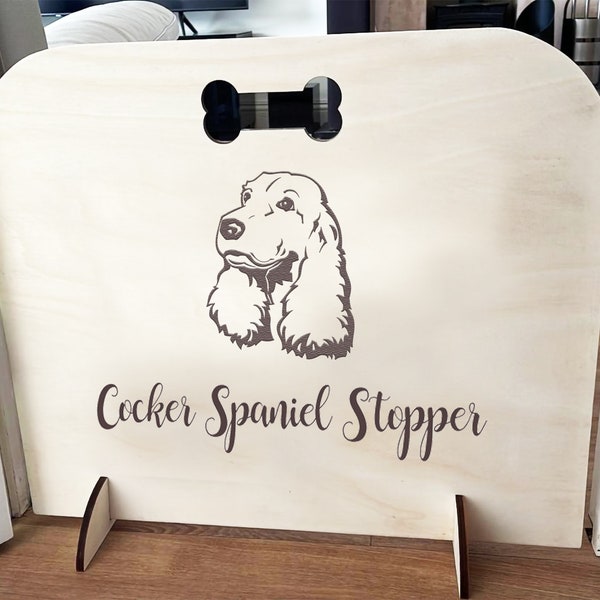 Cocker Spaniel  Dog Stopper - Personalised  Stair Gate, Pet stair gate ,Puppy  gate  over 60 breeds available!