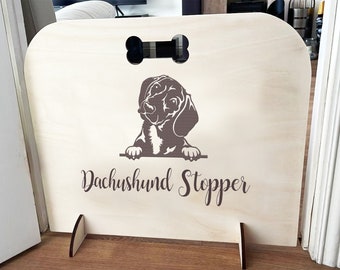 Sausage Dog Stopper ,dachshund  Dog Stopper - Personalised  Stair Gate, Pet stair gate ,Puppy gate, over 60 breeds available!