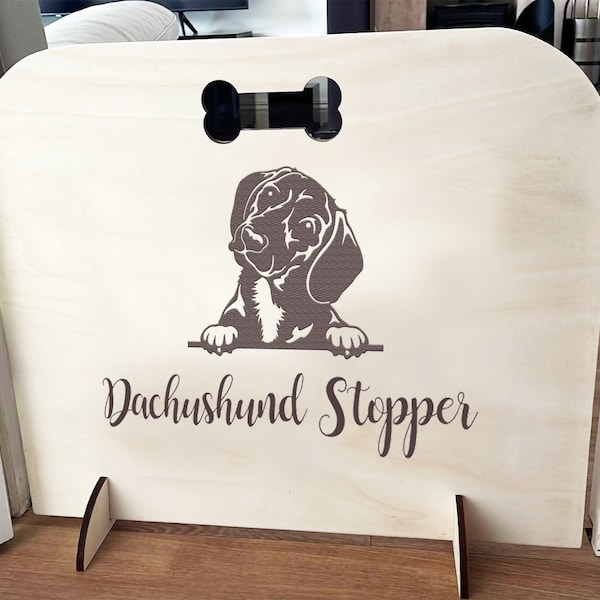 Sausage Dog Stopper ,dachshund  Dog Stopper - Personalised  Stair Gate, Pet stair gate ,Puppy gate, over 60 breeds available!