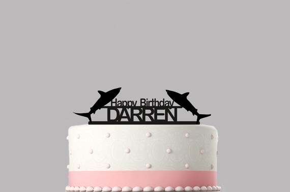 Requin Personnalise Cake Topper Acrylique Nom Joyeux Etsy