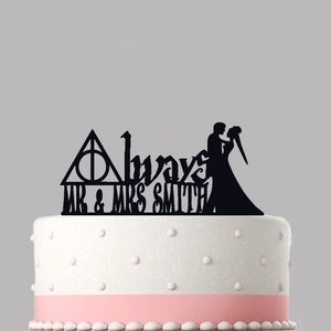 Wedding Cake Topper Always Wizard Wedding Personalised acrylic cake topper, Various colours and sizes. High quality item, keepsake.339