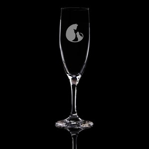Cat and Kitten Personalised Flute Champagne Glass. Hand Etched glass Personalised gift bartender.134