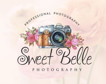 May include: A logo for a photography business called "Sweet Belle Photography". The logo features a vintage camera with pink flowers and the text "Professional Photography".