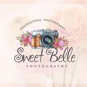 May include: A logo for a photography business called "Sweet Belle Photography". The logo features a vintage camera with pink flowers and the text "Professional Photography".