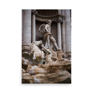 Rome photo print &quot;Close-up of Neptune in the Trevi Fountain&quot;, the god Neptune in the center of the Trevi Fountain - Rome Deco Print