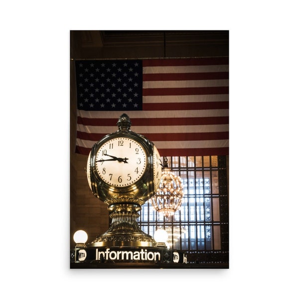 Tirage photo Open Edition de New York "Information Clock of Grand Central", design intérieur de la gare de Grand Central - Impression NYC