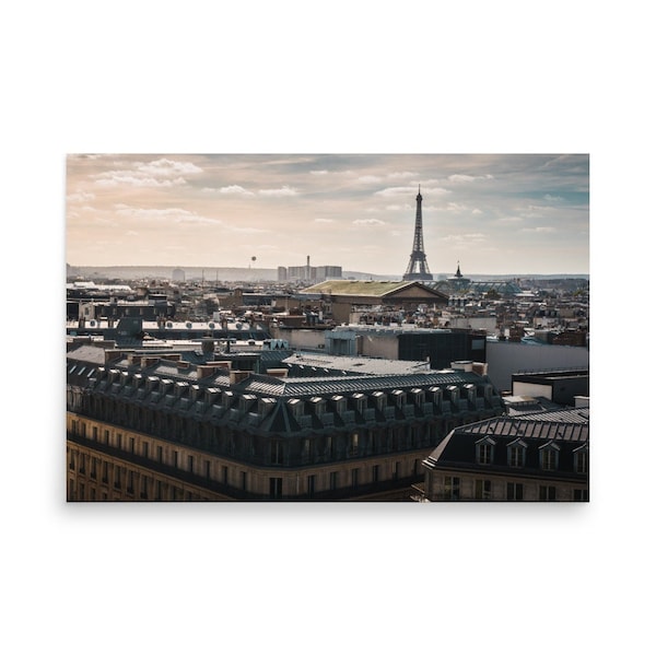 Paris photo print "The rooftops of Paris", aerial view over the rooftops of Paris and the Eiffel Tower at sunset - Fine Art Print