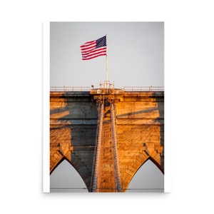 New York &quot;Sunset on the Brooklyn Bridge&quot; photo print, sunset over the Brooklyn Bridge at the end of the day in NYC - Photo Wall Decor