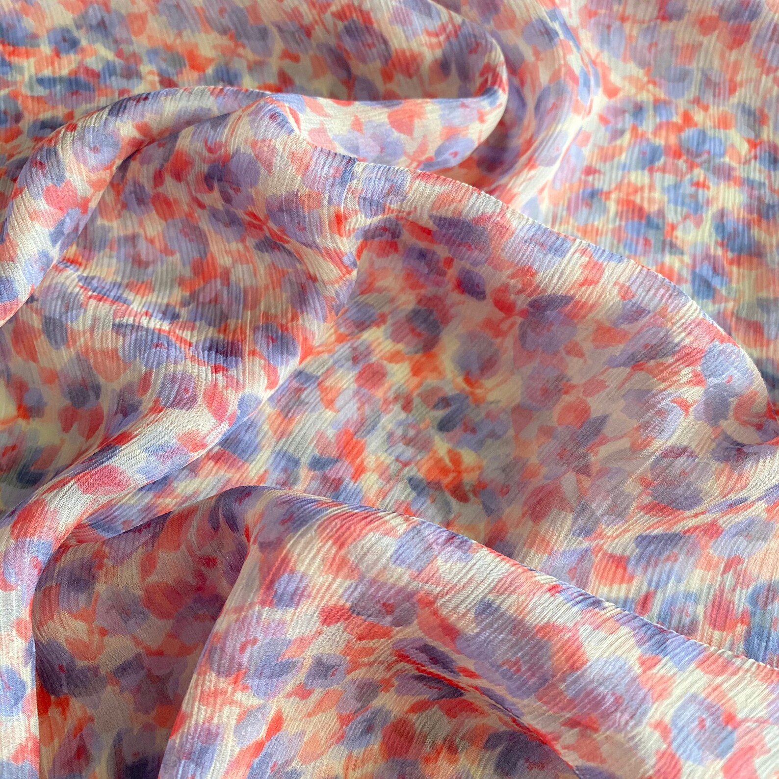 Silk chiffon fabric by the yard Crinkle silk fabric Print silk Etsy