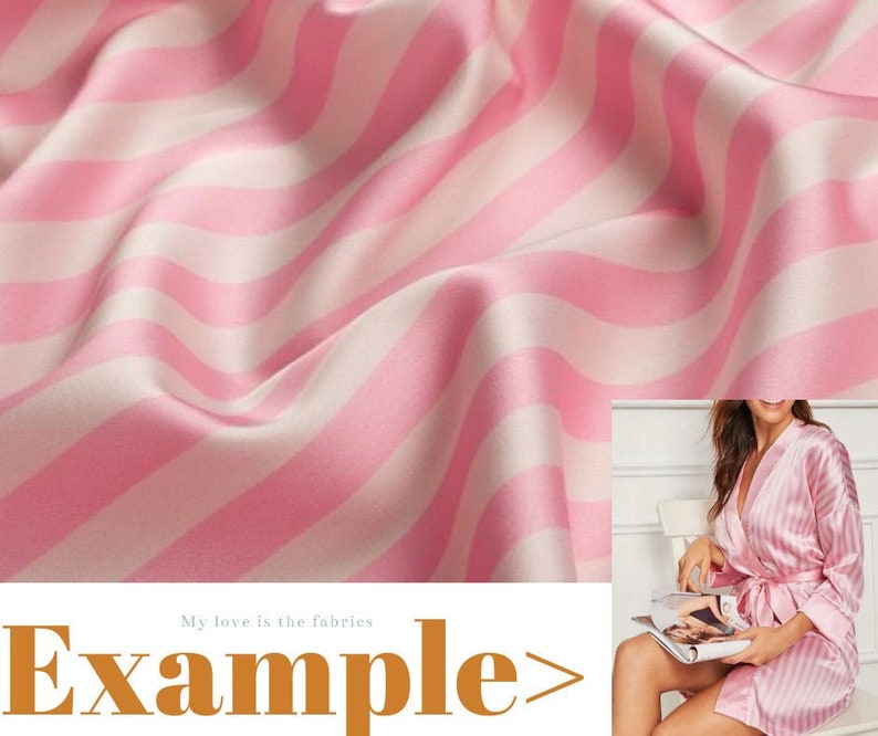 Striped print stretch silk satin fabric by the yard polyester Etsy