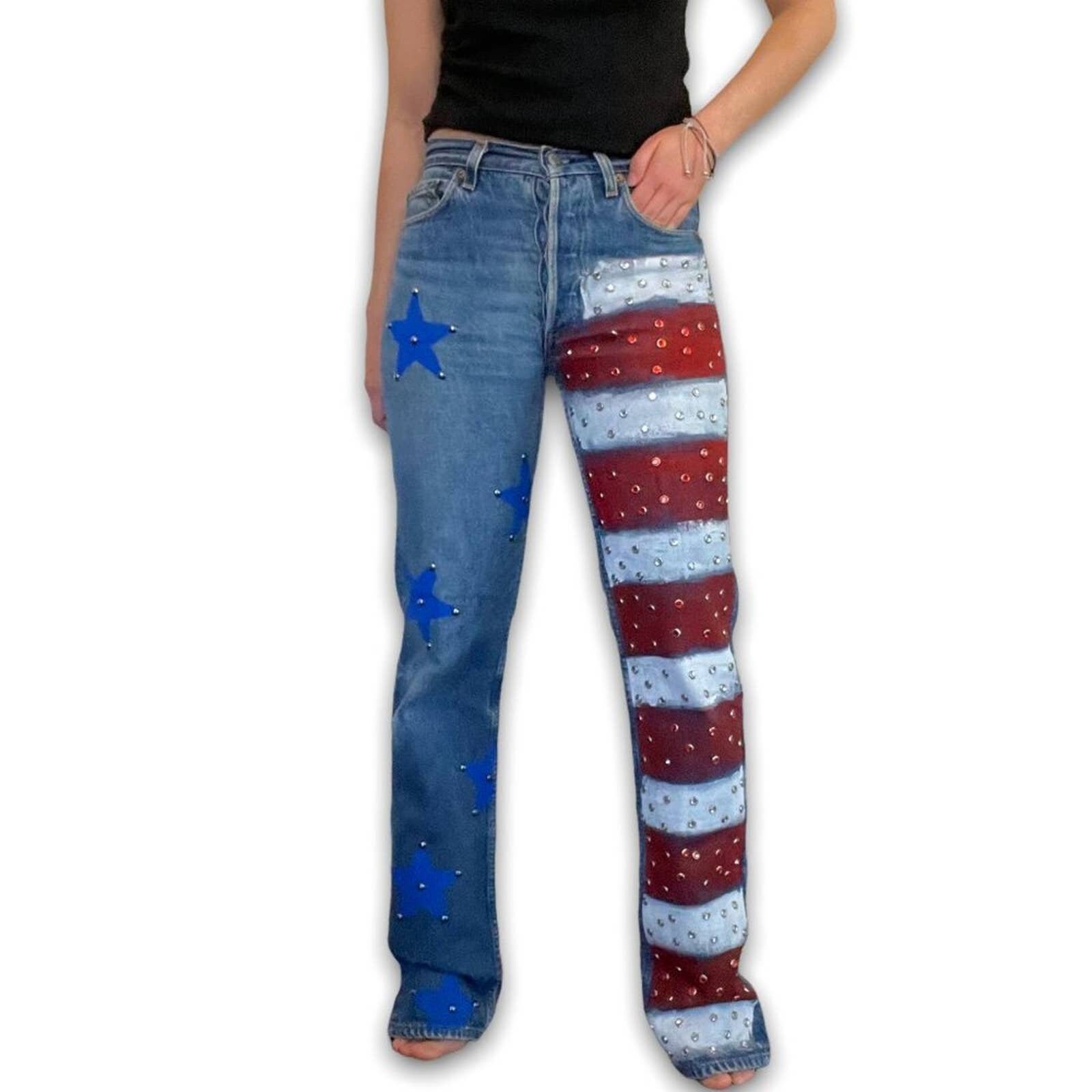 American Flag Jeans - Etsy