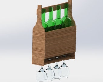 Hanging Wine Rack Laser CNC vector cut files DXF SVG