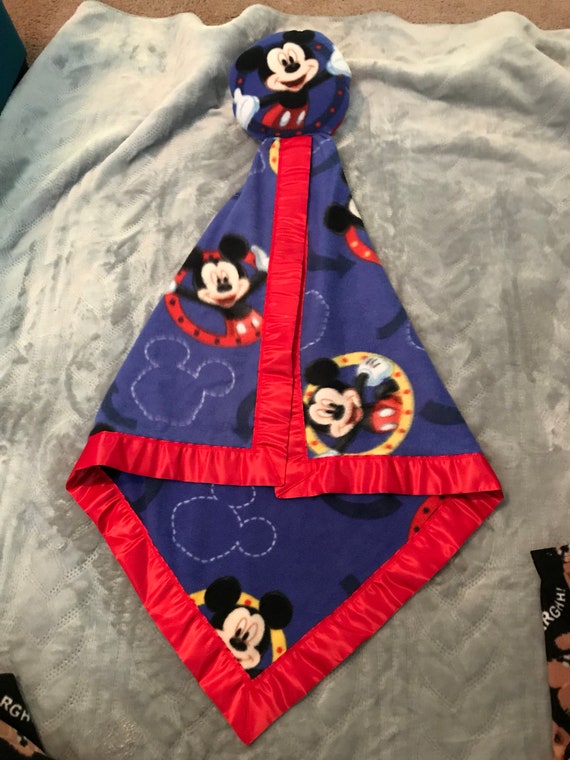 Kids Mickey Mouse Security Blanket With Attached Pillow Etsy