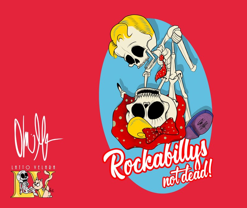 Vintage Rockabilly Shirt 50/'s Retro Dancing Skeletons 34 Sleeve Shirt