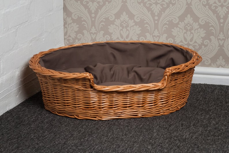 Luxury Wicker Dog Basket Dark Cushion Etsy