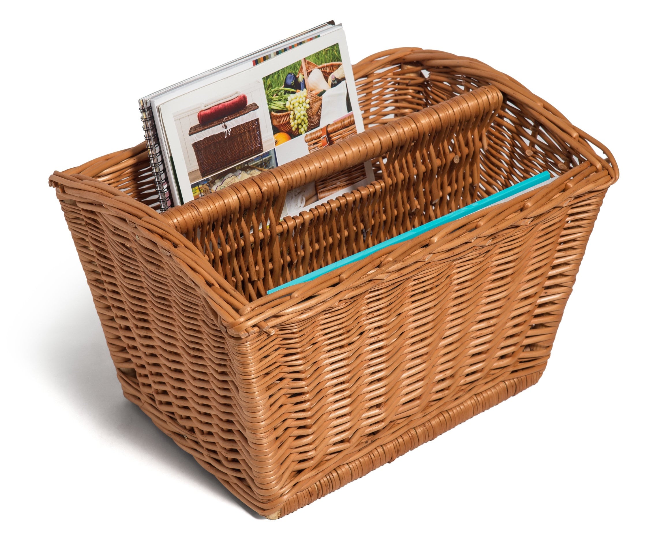 Wicker Magazine Basket Rack Cottage Etsy