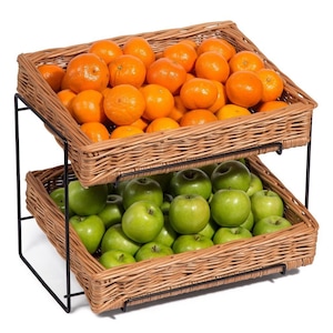 Wicker Two Tier Display Stand Countertop