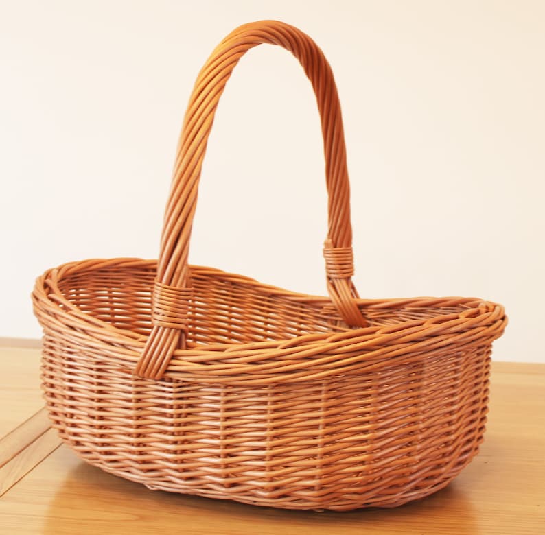 Wicker Basket With Handle Etsy UK