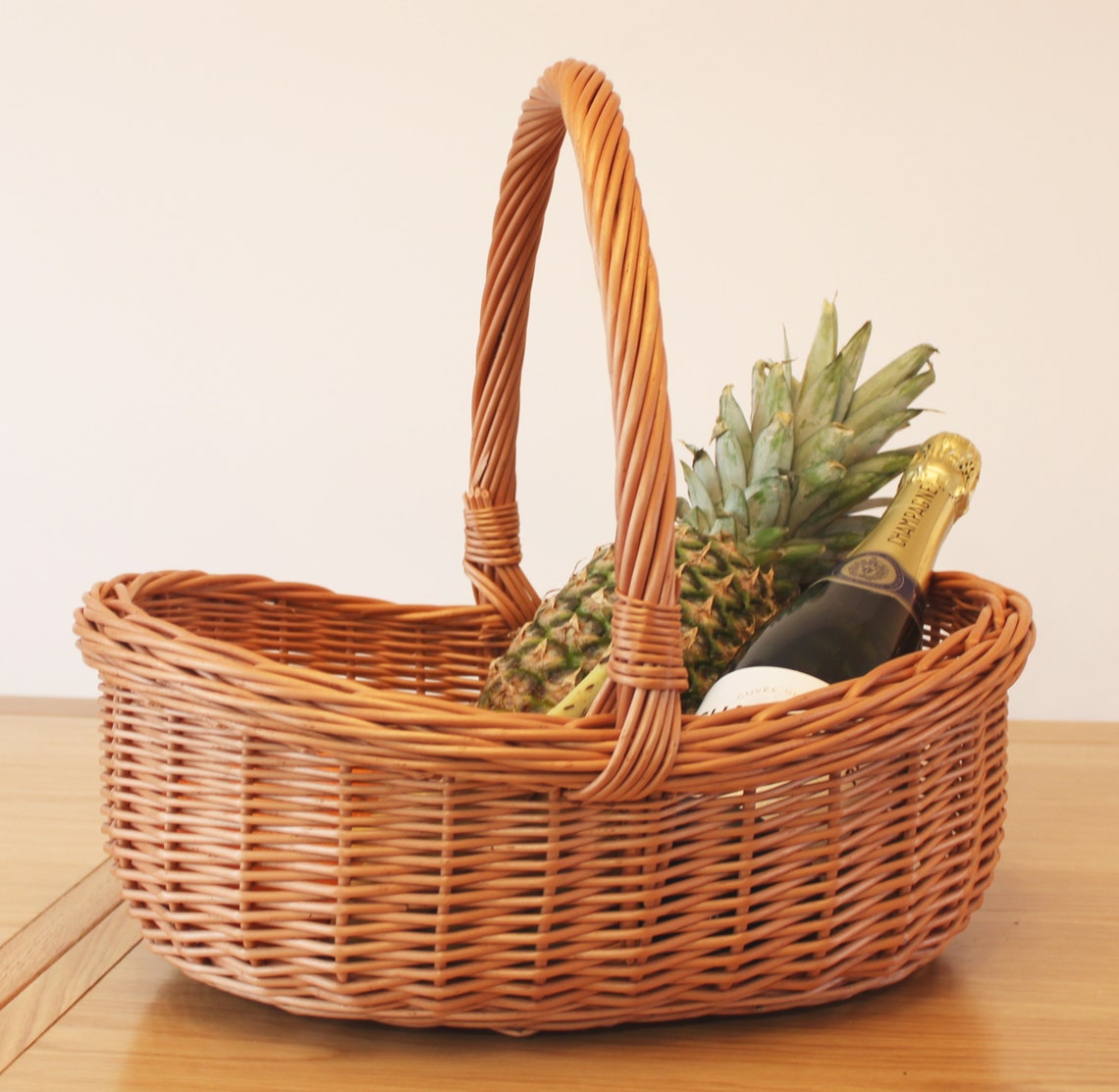 Wicker Basket With Handle Etsy UK