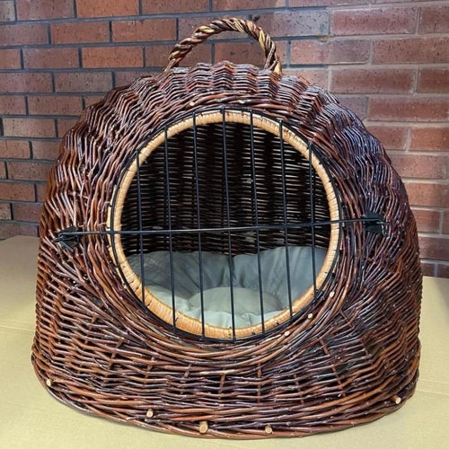Wicker Pet Carrier Basket Etsy UK